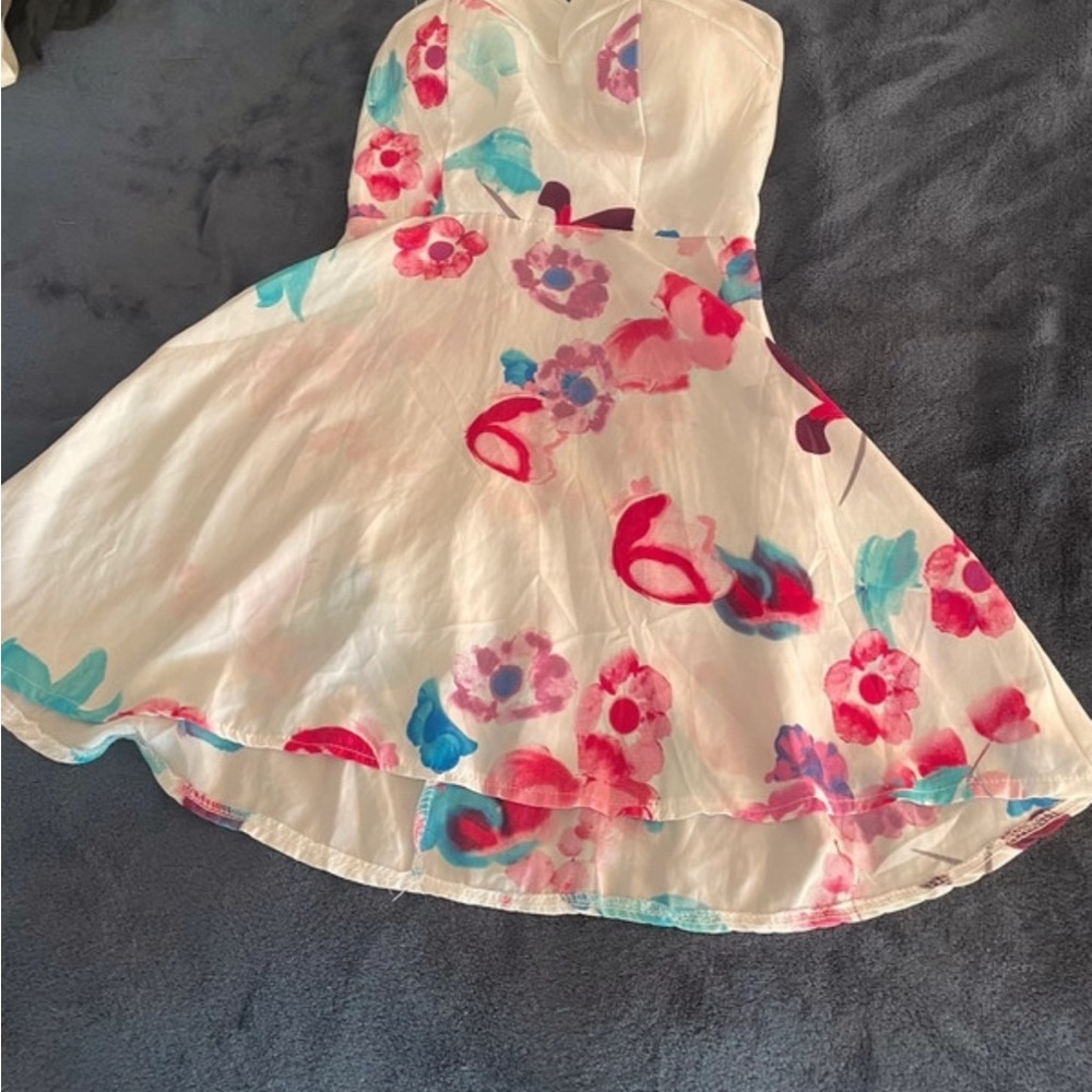 H&M White Cream Strapless A-Line Sundress